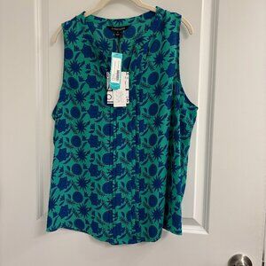 NWT 41 Hawthorne Breyson Pleated Detail Sustainable Blouse XL Sleeveless